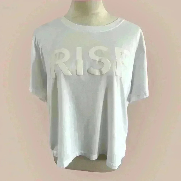 Athleta RISE white cropped tee short sleeve XL - Picture 1 of 8